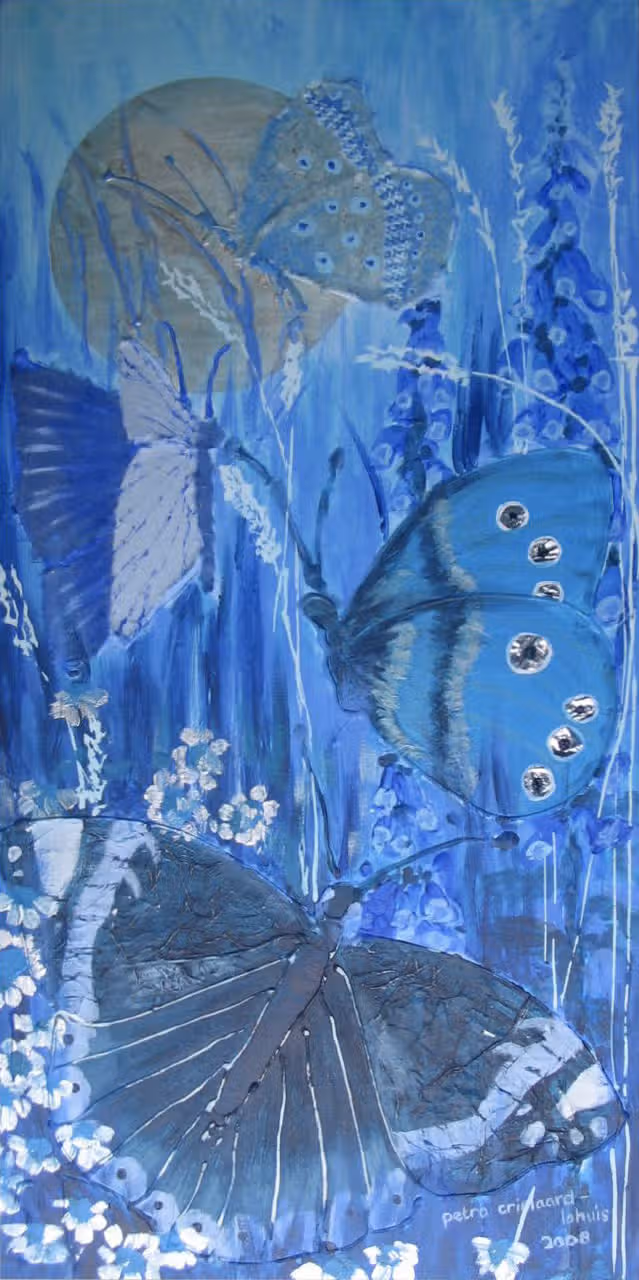 4 vlinders blauw