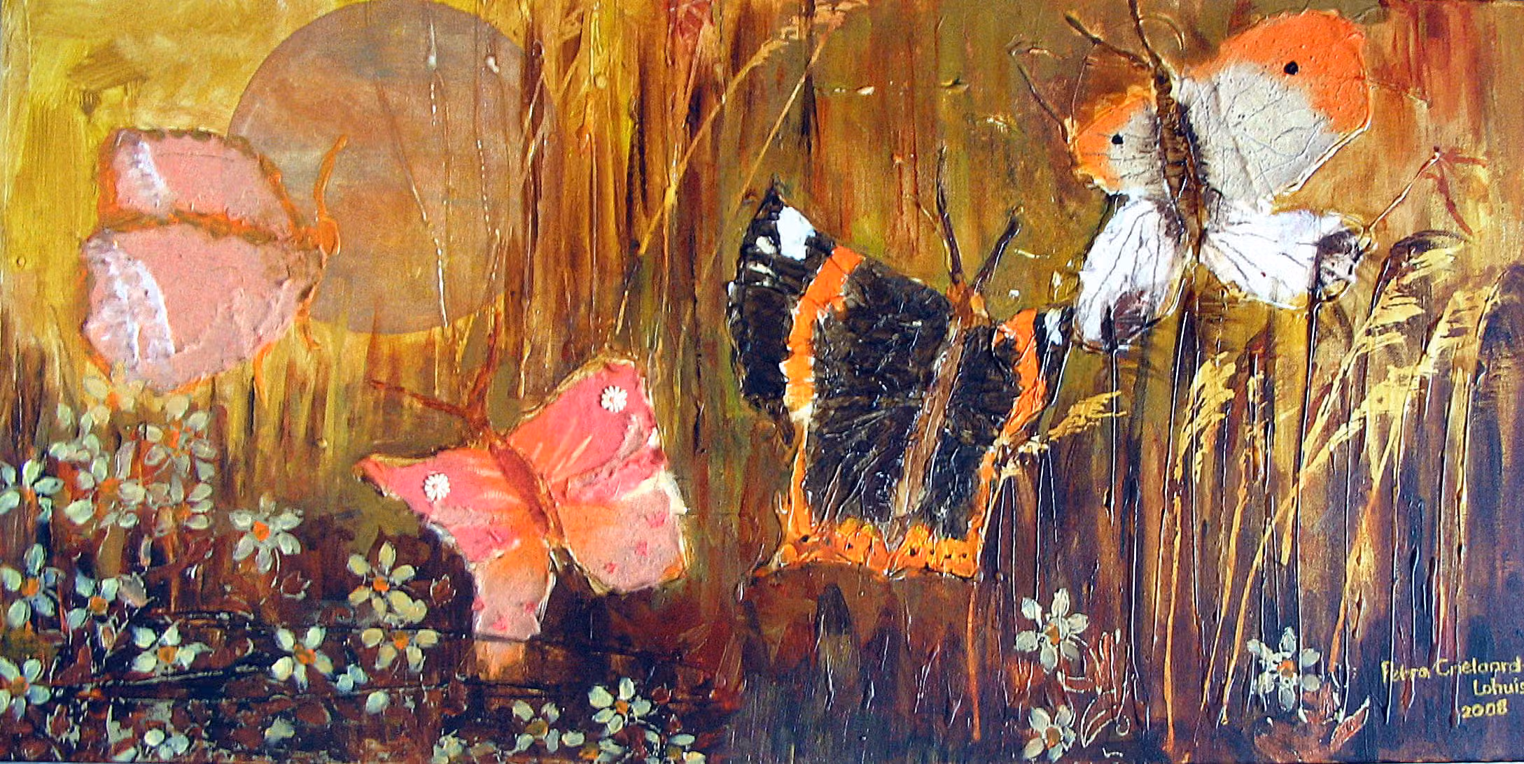 4 vlinders oranje/bruin