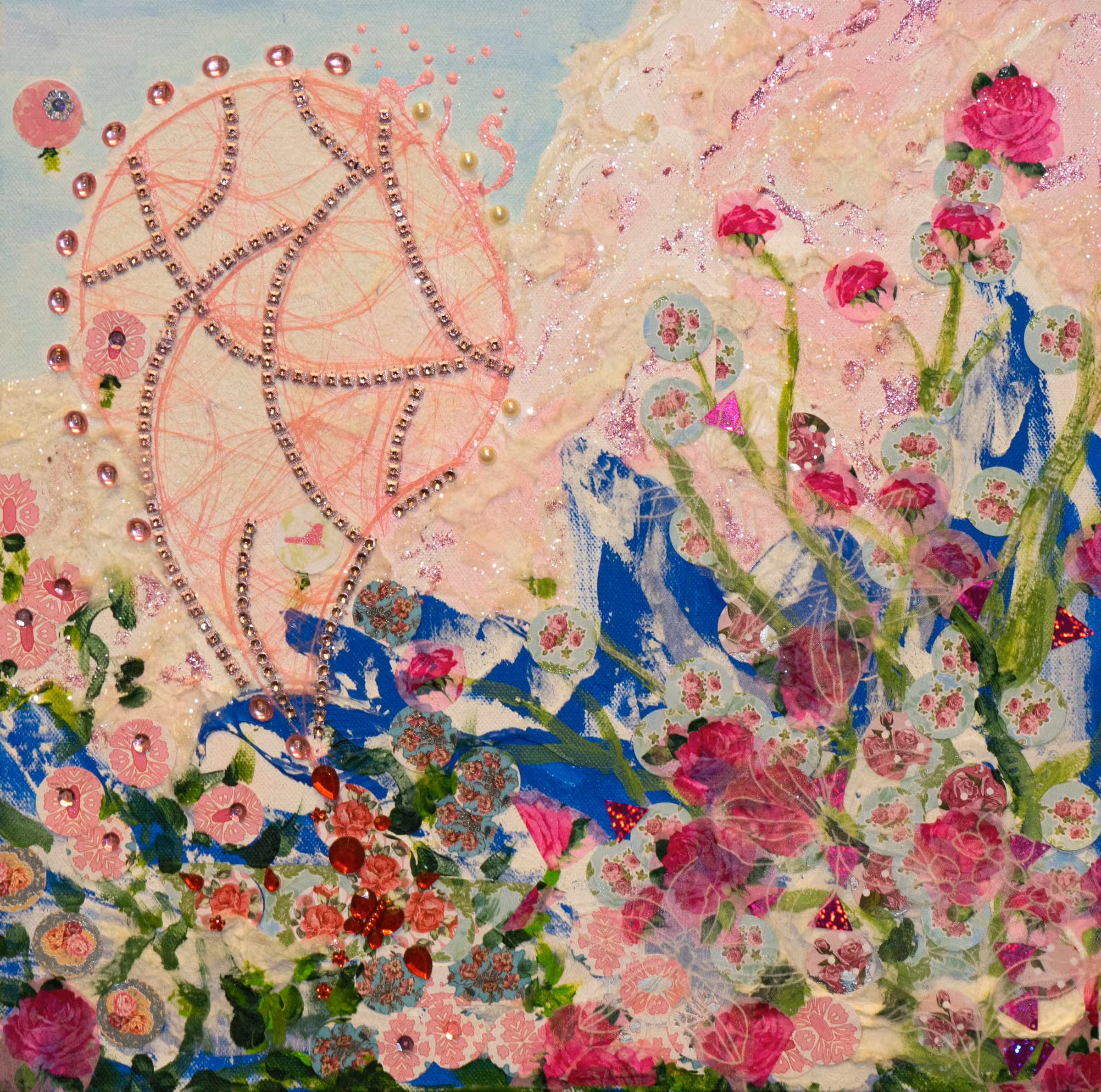 Luchtballon roze/blauw